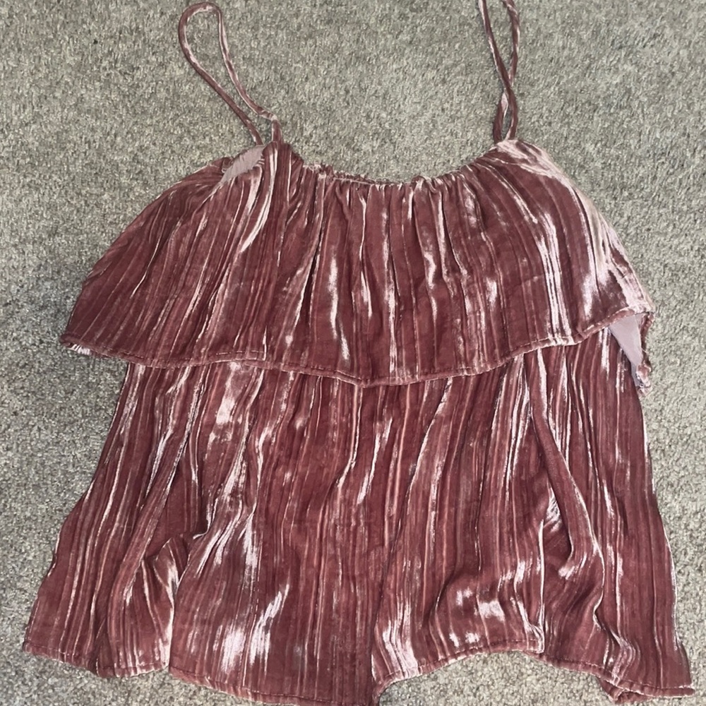 Madewell crushed velvet ruffle tank top